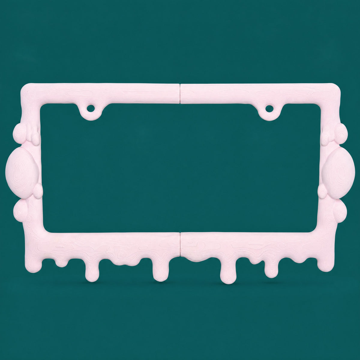 Empty bubblegum pink slime frame on a deep teal background