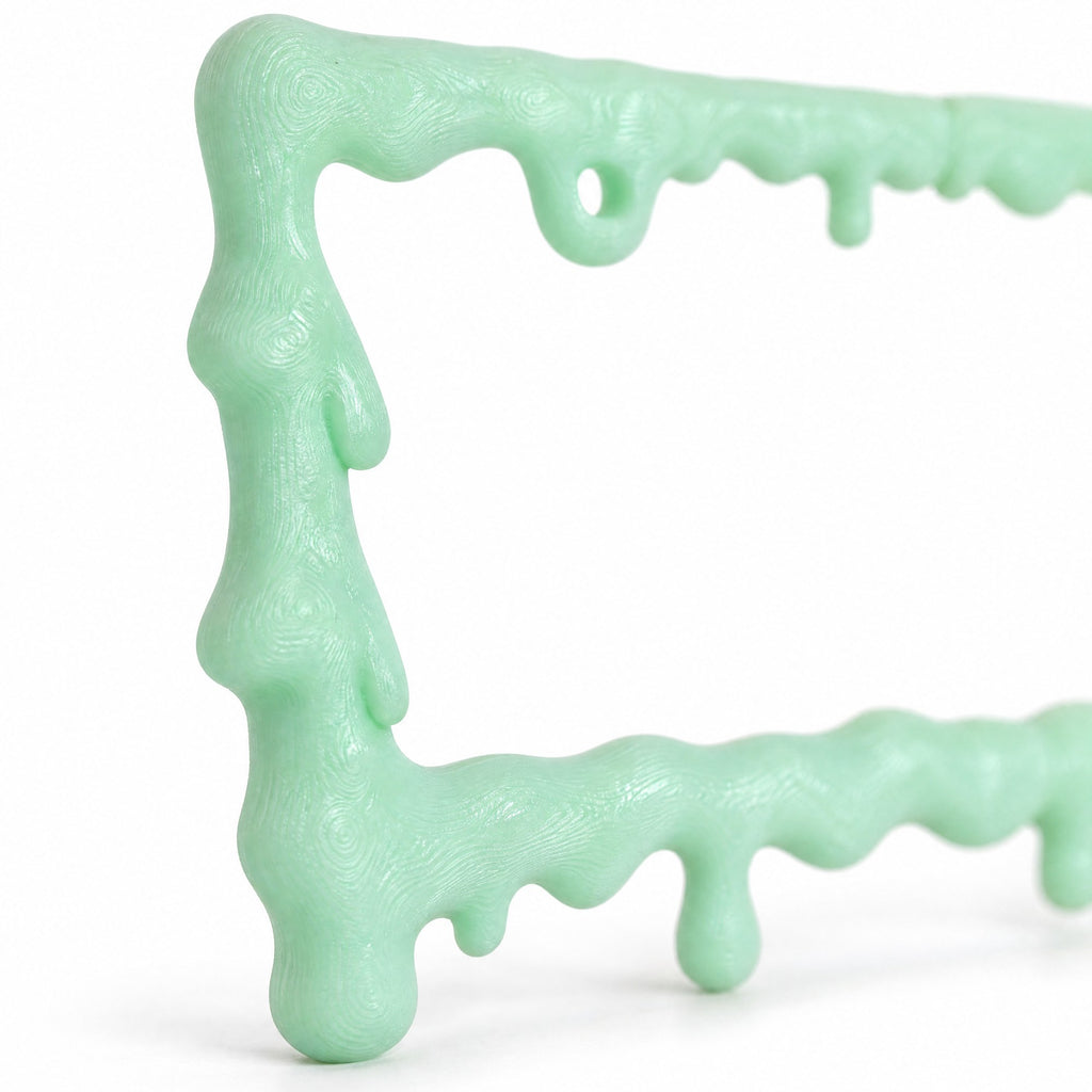Empty glow green slime license plate frame on a white background