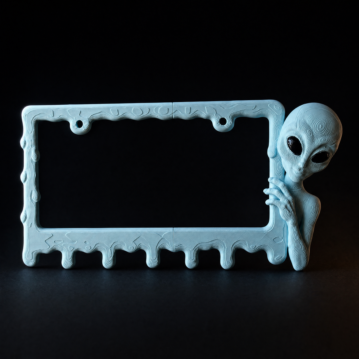 Ice Blue alien frame on a charcoal background with rim lighting
